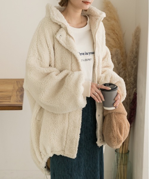 ad thie ブルゾン アウター スタンドカラー モンスターボアジャケット レディース - 画像 (8)