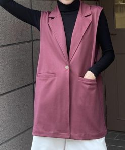 ad thie ベスト ジレ ストレッチ素材 ポケット付き テーラードジレ レディース