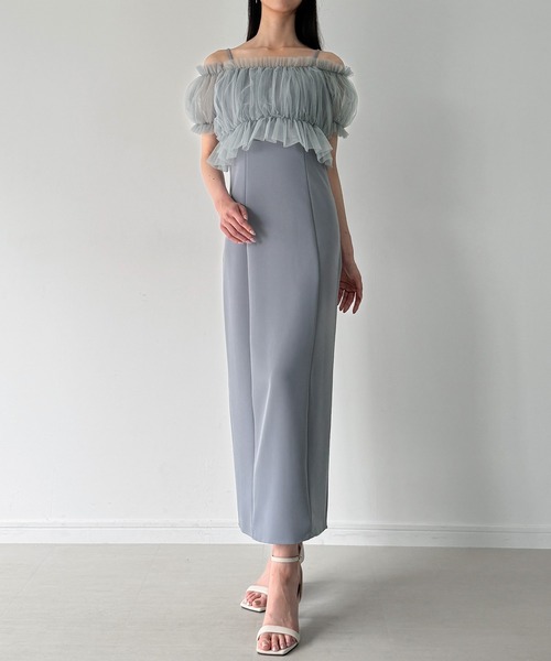 JUNOAH ワンピース 「選べる」チュールビスチェ+キャミワンピースset(Iライン/フレア)「高身長サイズMT/低身長サイズS有り」 - 画像 (6)