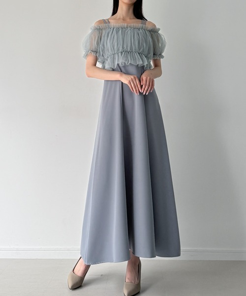 JUNOAH ワンピース 「選べる」チュールビスチェ+キャミワンピースset(Iライン/フレア)「高身長サイズMT/低身長サイズS有り」 - 画像 (7)