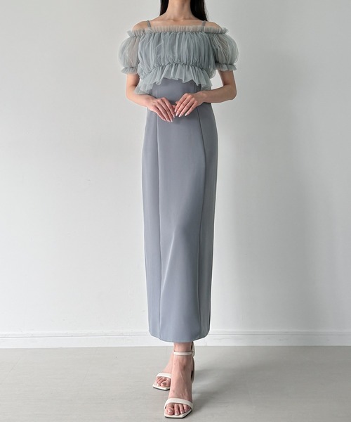 JUNOAH ワンピース 「選べる」チュールビスチェ+キャミワンピースset(Iライン/フレア)「高身長サイズMT/低身長サイズS有り」 - 画像 (8)