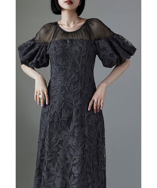 etoll. ドレス パフオフショルダーレースドレス - 画像 (4)