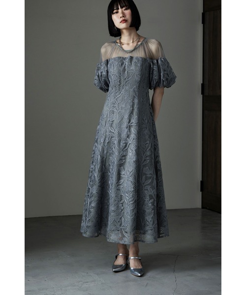 etoll. ドレス パフオフショルダーレースドレス