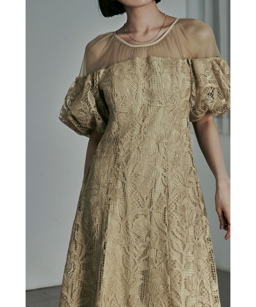 etoll. ドレス パフオフショルダーレースドレス - 画像 (5)
