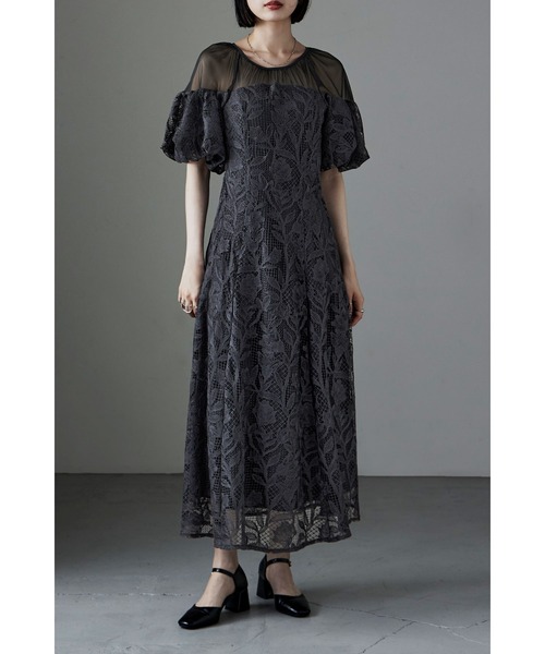 etoll. ドレス パフオフショルダーレースドレス - 画像 (6)