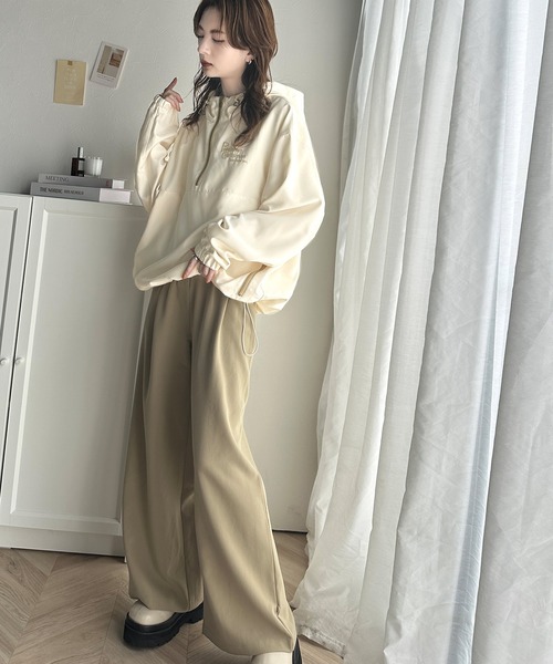 Java ブルゾン アウター 「Javaジャバコラボ」トレンド感をプラス。胸元刺繍配色ハーフジップアノラックパーカー レディース - 画像 (7)