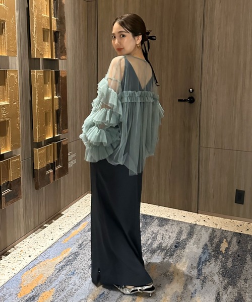 ANDRESD ドレス 「ZOZO限定アイテム」 カッティングカーブドレス・デコラティブチュールトップス / cutting curve dress ・ decora