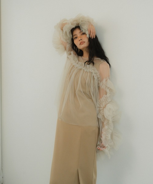 ANDRESD ドレス 「ZOZO限定アイテム」 カッティングカーブドレス・デコラティブチュールトップス / cutting curve dress ・ decora - 画像 (4)