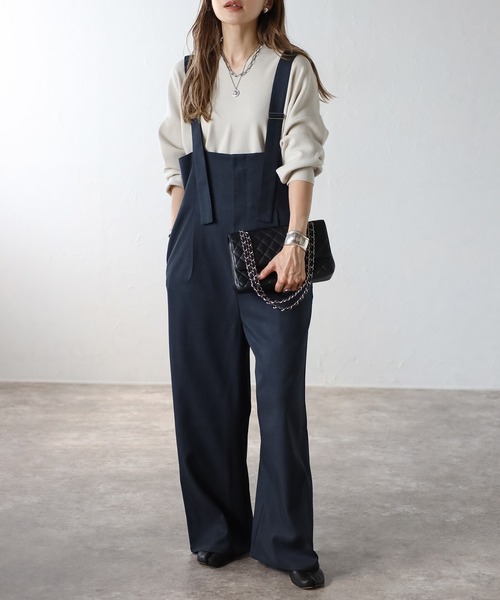 Bonjour Sagan サロペット オーバーオール ハイウエストワイドサロペット レディース - 画像 (4)