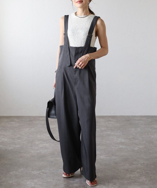 Bonjour Sagan サロペット オーバーオール ハイウエストワイドサロペット レディース - 画像 (5)