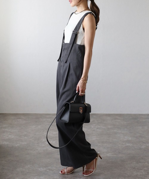 Bonjour Sagan サロペット オーバーオール ハイウエストワイドサロペット レディース - 画像 (6)