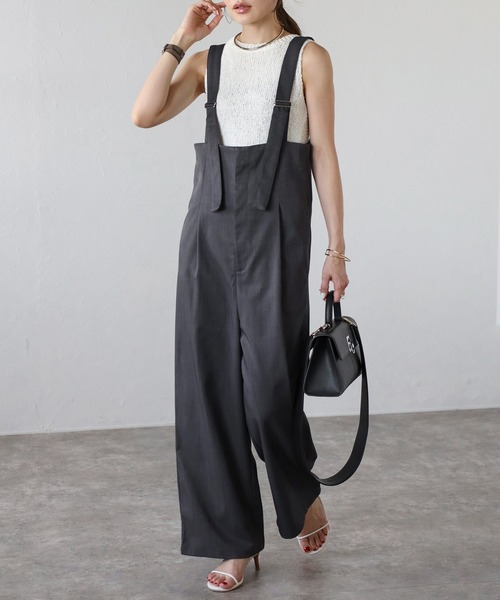 Bonjour Sagan サロペット オーバーオール ハイウエストワイドサロペット レディース - 画像 (8)