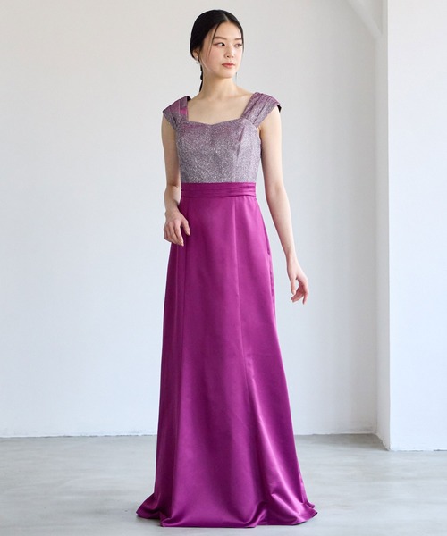 AIMER ドレス 「WEB限定」2WAYラメニット×サテンスレンダーロングドレス - 画像 (4)