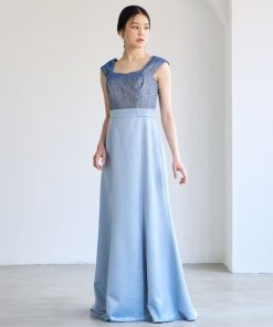 AIMER ドレス 「WEB限定」2WAYラメニット×サテンスレンダーロングドレス