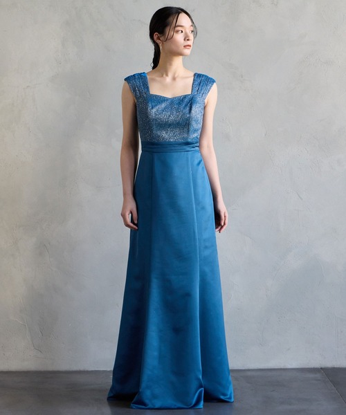 AIMER ドレス 「WEB限定」2WAYラメニット×サテンスレンダーロングドレス - 画像 (3)