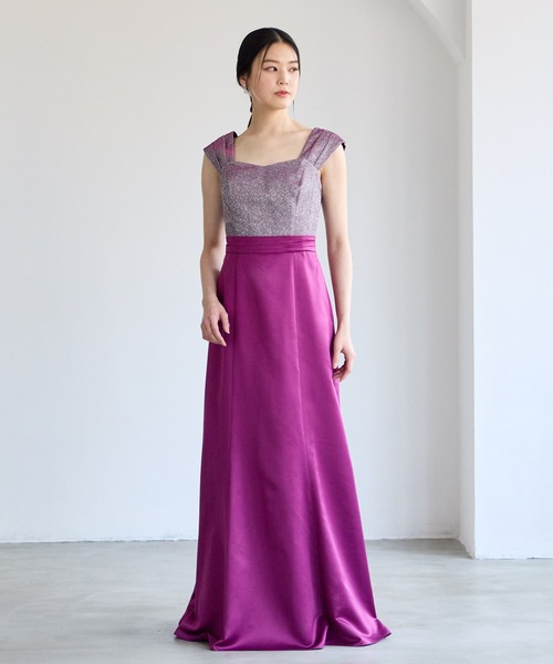AIMER ドレス 「WEB限定」2WAYラメニット×サテンスレンダーロングドレス - 画像 (7)