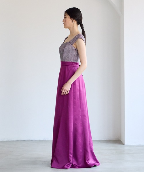 AIMER ドレス 「WEB限定」2WAYラメニット×サテンスレンダーロングドレス - 画像 (8)