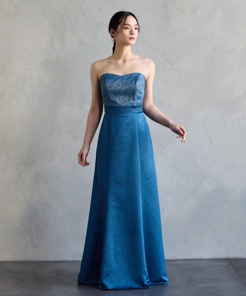 AIMER ドレス 「WEB限定」2WAYラメニット×サテンスレンダーロングドレス - 画像 (6)