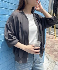 ikka ブルゾン アウター 「親子コーデ」シアーリブブルゾン レディース