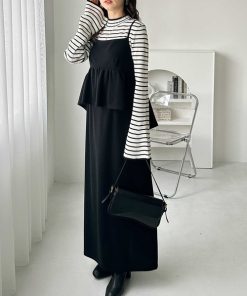 GeeRA ワンピース 「新色追加/S-LL展開」　1枚で旬スタイルが完成！細見えペプラムキャミワンピース