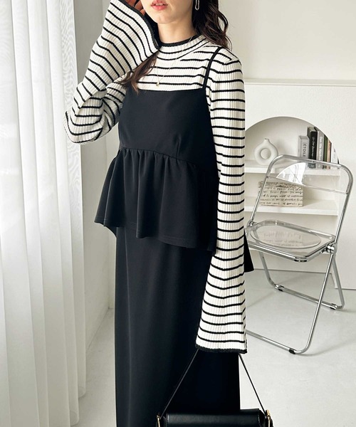 GeeRA ワンピース 「新色追加/S-LL展開」 1枚で旬スタイルが完成!細見えペプラムキャミワンピース - 画像 (8)