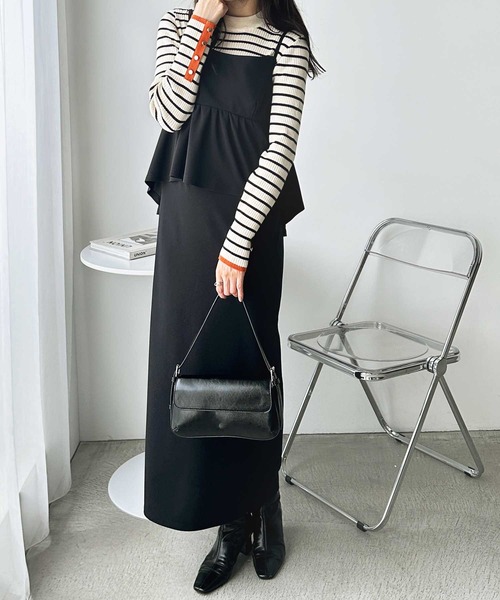 GeeRA ワンピース 「新色追加/S-LL展開」 1枚で旬スタイルが完成!細見えペプラムキャミワンピース - 画像 (9)