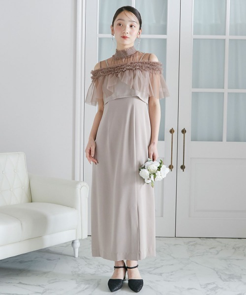 Jolie et ドレス シャーリングフリルビスチェ+ノースリーブワンピースドレス - 画像 (3)