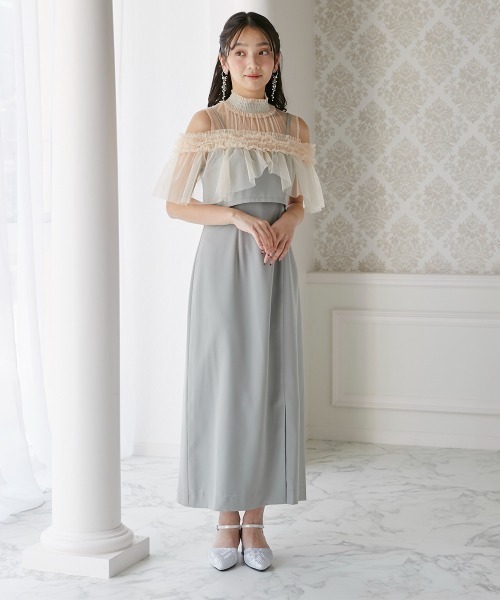 Jolie et ドレス シャーリングフリルビスチェ+ノースリーブワンピースドレス - 画像 (9)