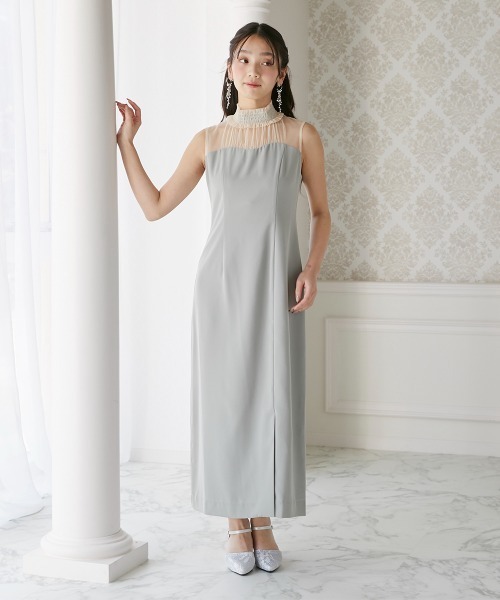 Jolie et ドレス シャーリングフリルビスチェ+ノースリーブワンピースドレス - 画像 (6)