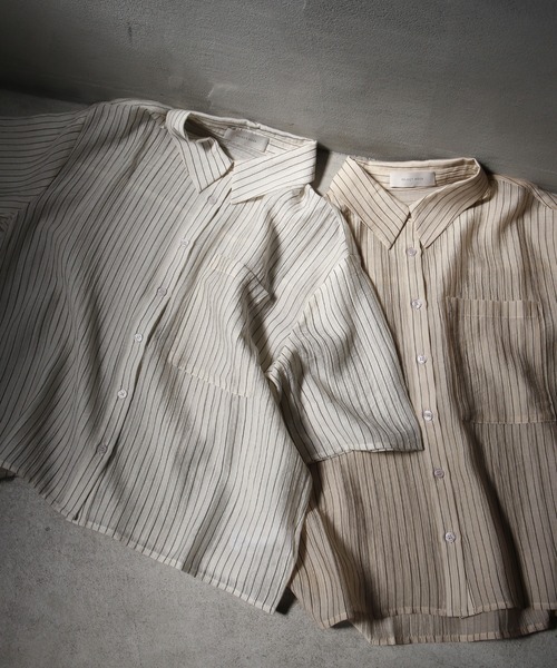 select MOCA ブラウス シャツ シアーストライプショートシャツ レディース - 画像 (6)