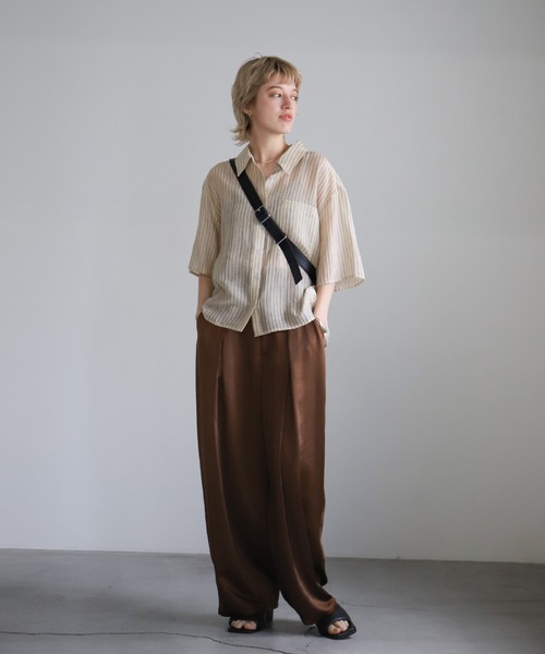 select MOCA ブラウス シャツ シアーストライプショートシャツ レディース - 画像 (5)