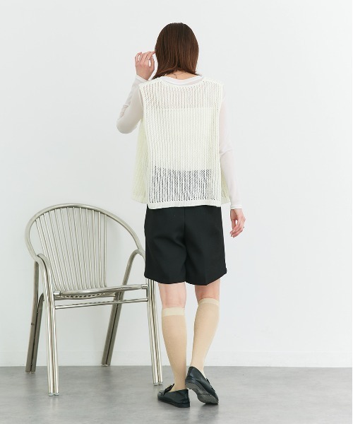ad thie ニット セーター Vネックメッシュ ニットベスト レディース - 画像 (8)