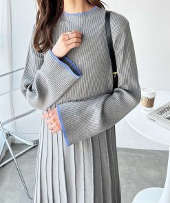 GeeRA 「GeeRA」 ニットワンピース MEDIUM 杢グレー レディース