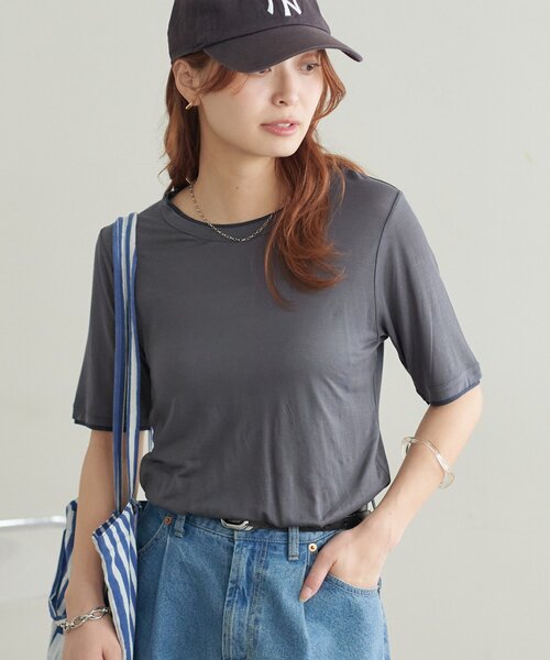 Discoat tシャツ レイヤード5分袖「WEB限定カラーあり」 レディース