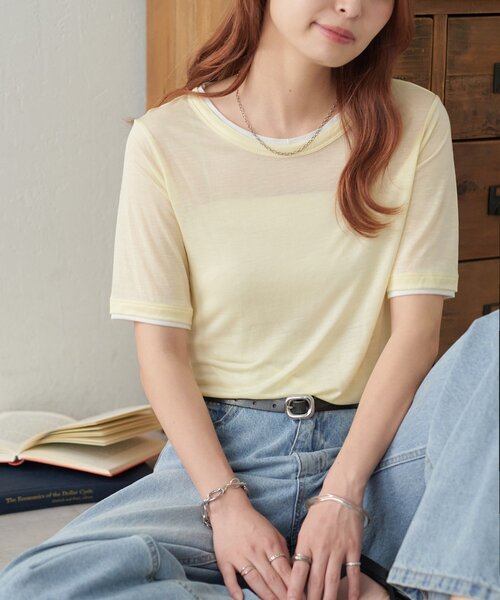 Discoat tシャツ レイヤード5分袖「WEB限定カラーあり」 レディース - 画像 (6)