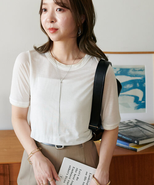 Discoat tシャツ レイヤード5分袖「WEB限定カラーあり」 レディース - 画像 (2)