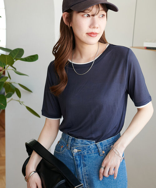 Discoat tシャツ レイヤード5分袖「WEB限定カラーあり」 レディース - 画像 (5)