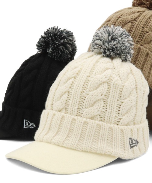 NEW ERA ニット帽 ニットキャップ ニューエラゴルフ レディース バイザーニット帽 無地 - 画像 (2)