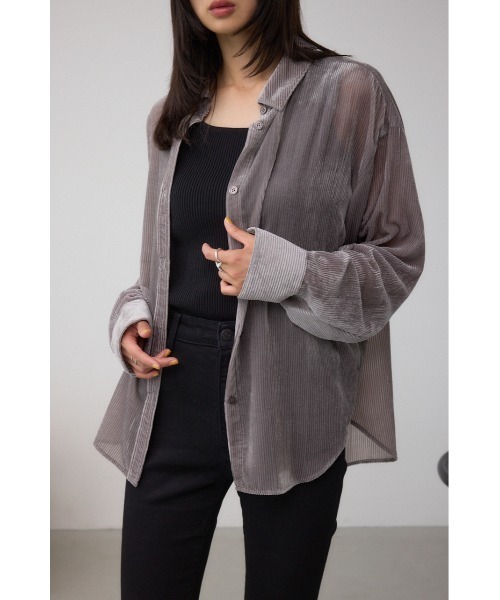 AZUL BY MOUSSY ブラウス シャツ シアーコーデュロイ袖スリットボタンシャツ レディース - 画像 (3)