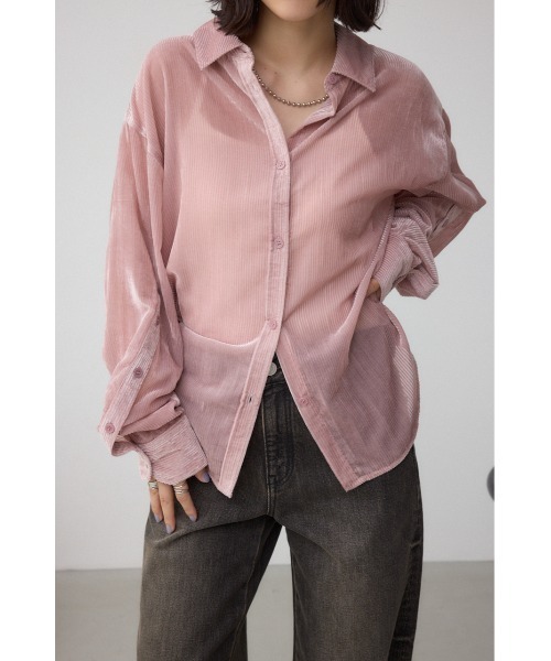 AZUL BY MOUSSY ブラウス シャツ シアーコーデュロイ袖スリットボタンシャツ レディース - 画像 (4)