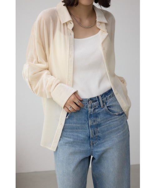 AZUL BY MOUSSY ブラウス シャツ シアーコーデュロイ袖スリットボタンシャツ レディース - 画像 (2)