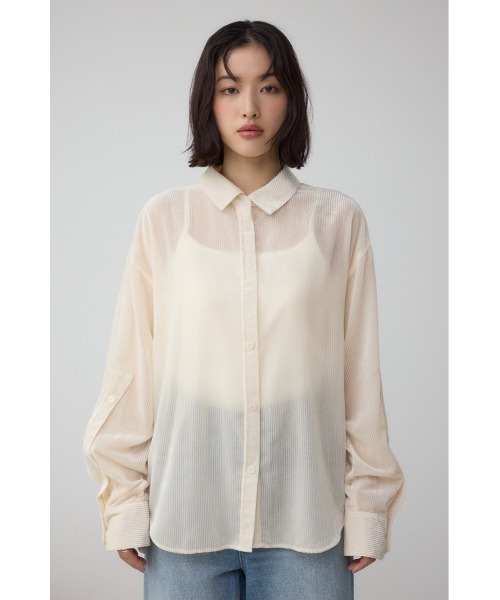 AZUL BY MOUSSY ブラウス シャツ シアーコーデュロイ袖スリットボタンシャツ レディース - 画像 (8)