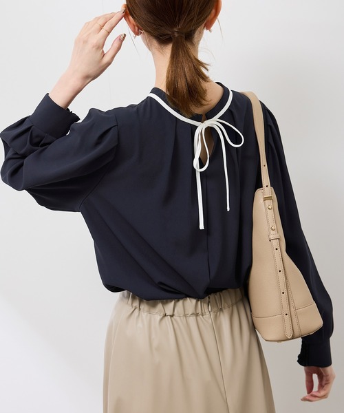ROPE' PICNIC ブラウス シャツ 「前後2WAY」「WEB限定カラー」配色リボンブラウス/通勤対応 レディース - 画像 (6)