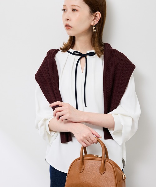 ROPE' PICNIC ブラウス シャツ 「前後2WAY」「WEB限定カラー」配色リボンブラウス/通勤対応 レディース - 画像 (9)