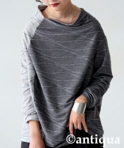 antiqua ウェーブ柄アシンメトリートップス レディース