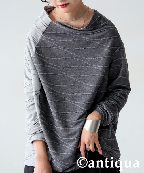 antiqua ウェーブ柄アシンメトリートップス レディース - 画像 (3)