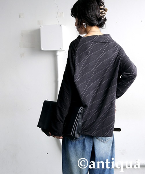 antiqua ウェーブ柄アシンメトリートップス レディース - 画像 (6)