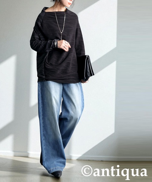 antiqua ウェーブ柄アシンメトリートップス レディース - 画像 (7)