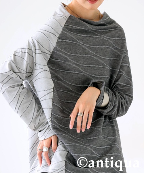 antiqua ウェーブ柄アシンメトリートップス レディース - 画像 (9)