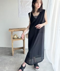 classicalelf 「classicalelf」 ノースリーブワンピース LARGE ブラック レディース